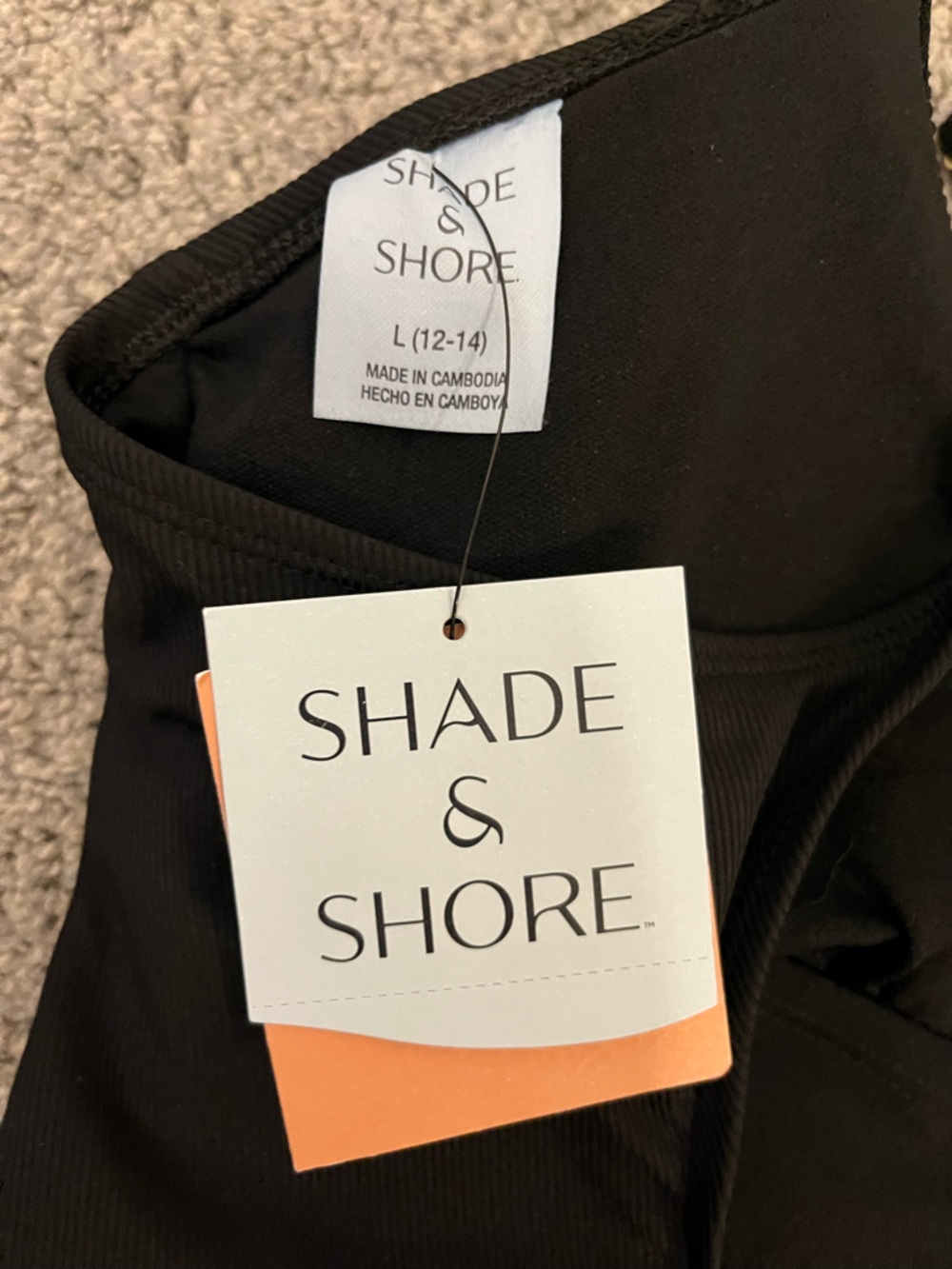 Shade & Shore Black Ribbed One-Piece Swimsuit - Picture 5 of 6